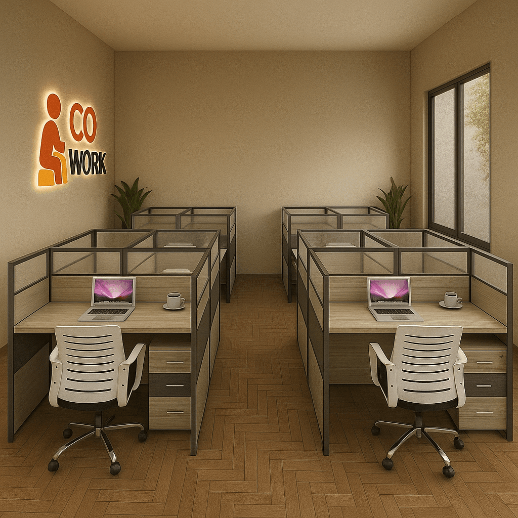 Box de travail privé dans un espace commun de coworking